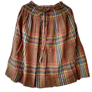 Vintage 80s Madras Plaid Skirt Size Small 25"W Cottagecore Country Cowgirl